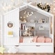 preview thumbnail 2 of 7, Wooden Full Size House Bed with Trundle, Modern Design for Kids with Storage Shelf