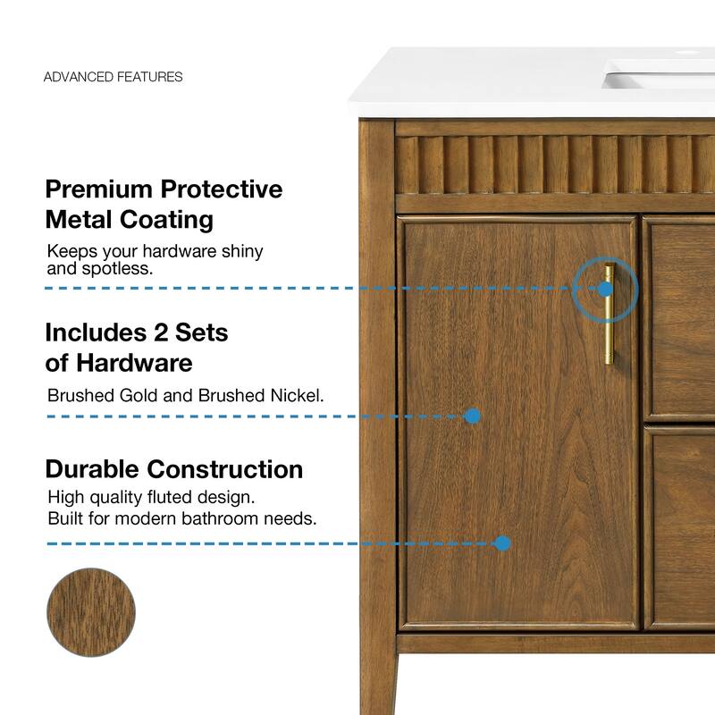 Juliette Warm Walnut Bathroom Vanity with White Quartz Top