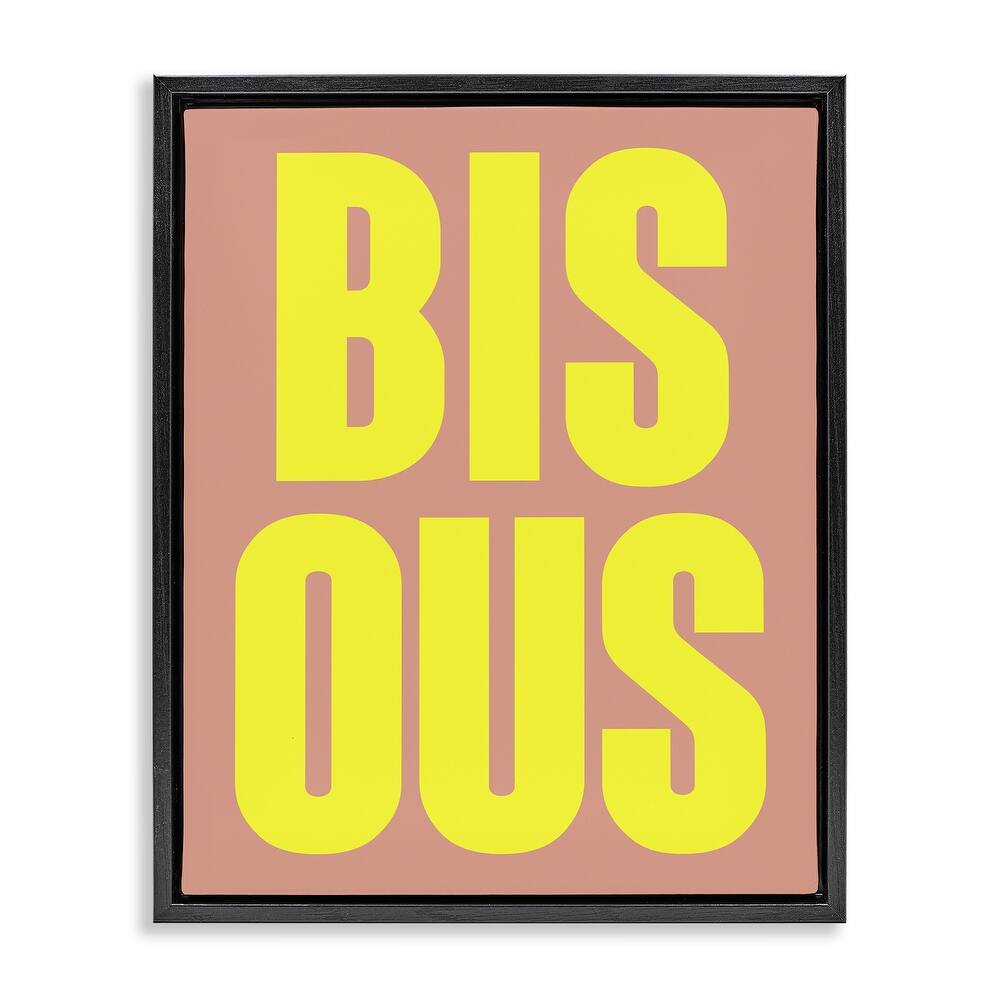 Stupell Bisous Kiss Typography Framed Floater Canvas Wall Art Design By House of Lulu