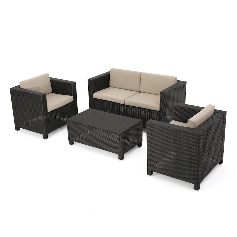 Puerta Outdoor 4-piece Chat Set with Cover by Christopher Knight Home