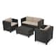 Option dark brown wicker with beige cushions