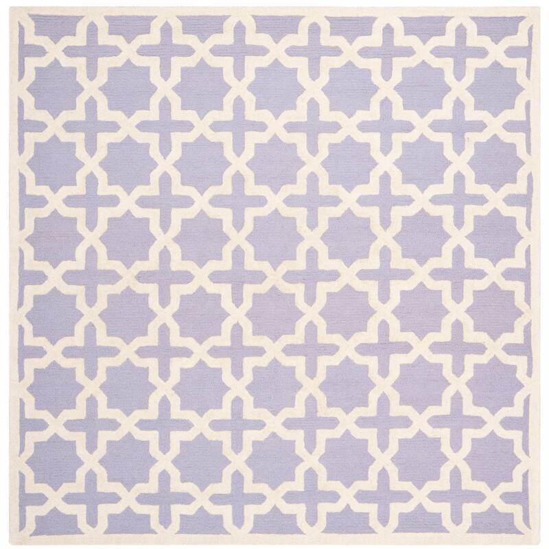 SAFAVIEH Handmade Cambridge Remedios Geometric Wool Rug - 8' Square - Lavander/Ivory
