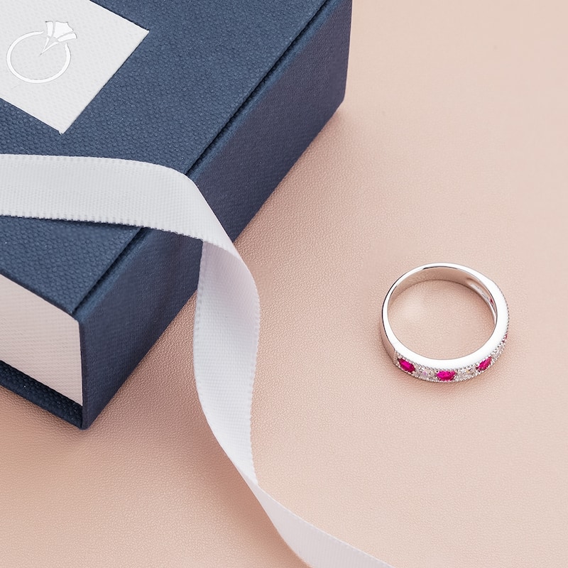 Sterling Silver 0.75 ct Created Ruby Stackable Ring