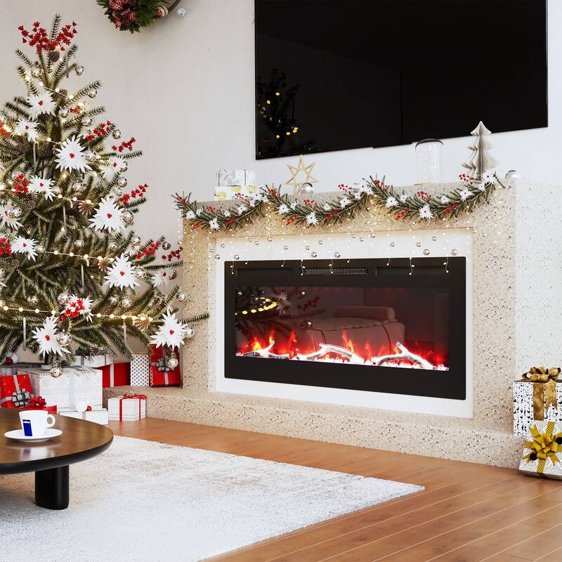 Clihome 30-72Inch Recessed Wall-mounted w/ RC (1500W) Electric Fireplace