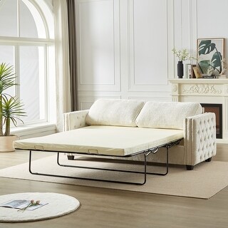 Beige Full Size Sleeper Bed Sofa Convertible Lounge Loveseat Recliner ...