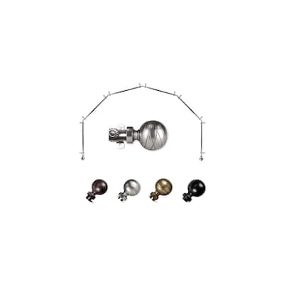 Bay Window Curtain Rod - 6-Sided Corner Rod, Satin Nickel Finish - Single Rod for Draperies - M