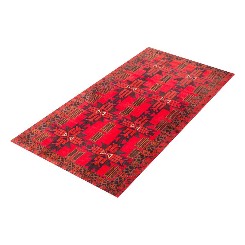 ECARPETGALLERY Hand-knotted Teimani Red Wool Rug - 3'7 x 6'11