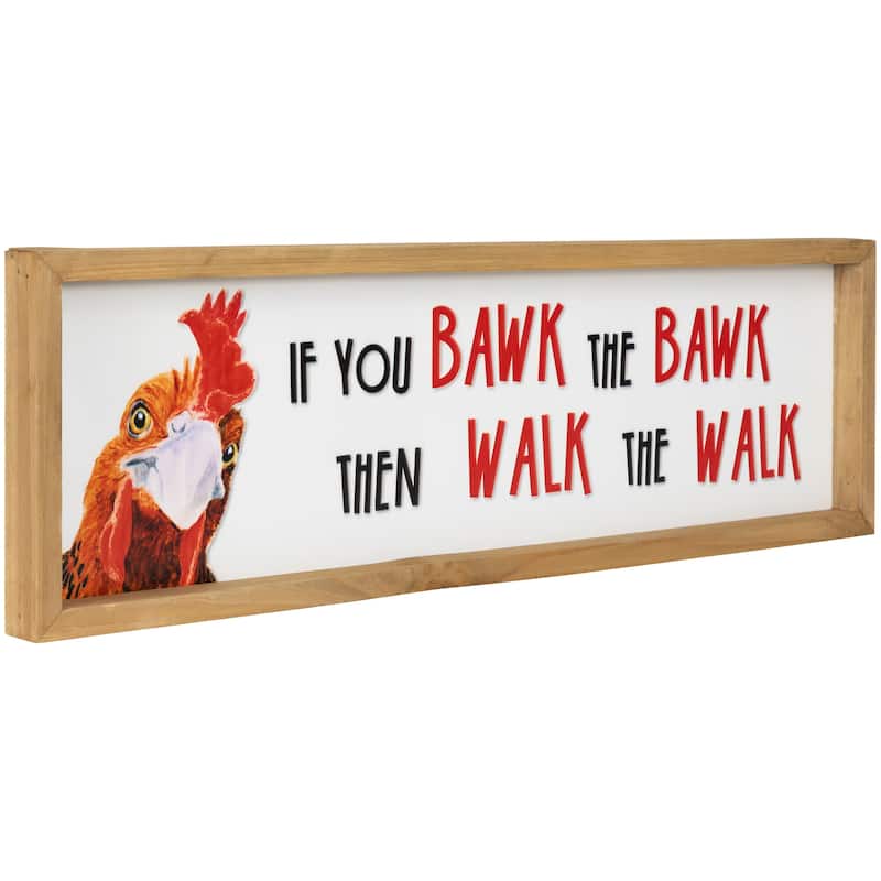 Bawk and Walk Rooster Framed Metal Wall Sign - 19.75"