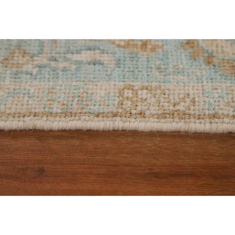 Hand Knotted Oriental 100% Wool Carpet Transitional Geometric Beige & Ivories Oushak Area Rug - 3' 11'' X 2' 11''