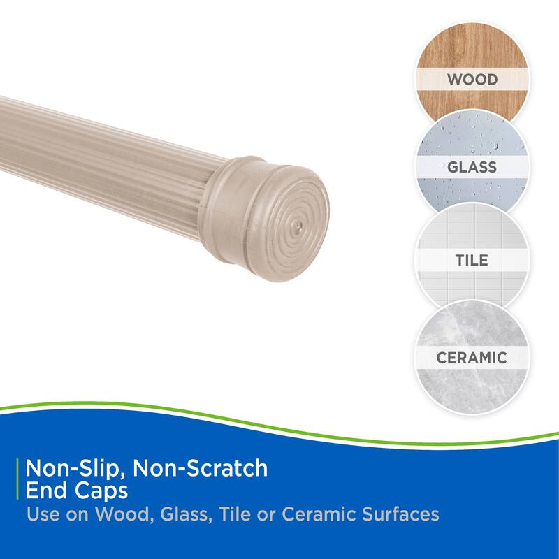 Kenney Twist & Fit No Tools Spring Tension Shower Curtain Rod, 42-72"