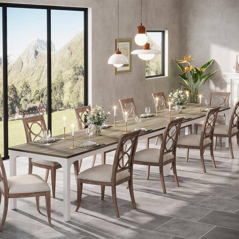 78.7" Rectangle Wood Dining Table, Long Kitchen Table for Living/Dining Room