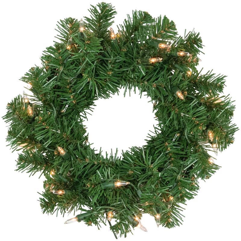 12" Deluxe Dorchester Pine Artificial Christmas Wreath-35 Clear Lights