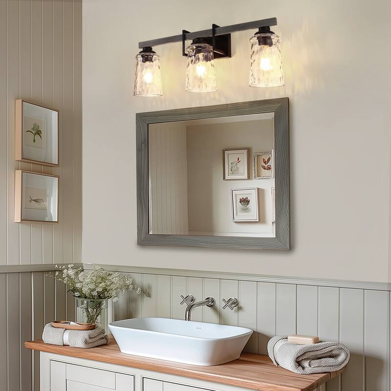 3-Light Brushed Nickel Cylinder Modern Bathroom Vanity Light with Clear Glass Shade,Wall Lamp for Mirror Kitchen Bedroom