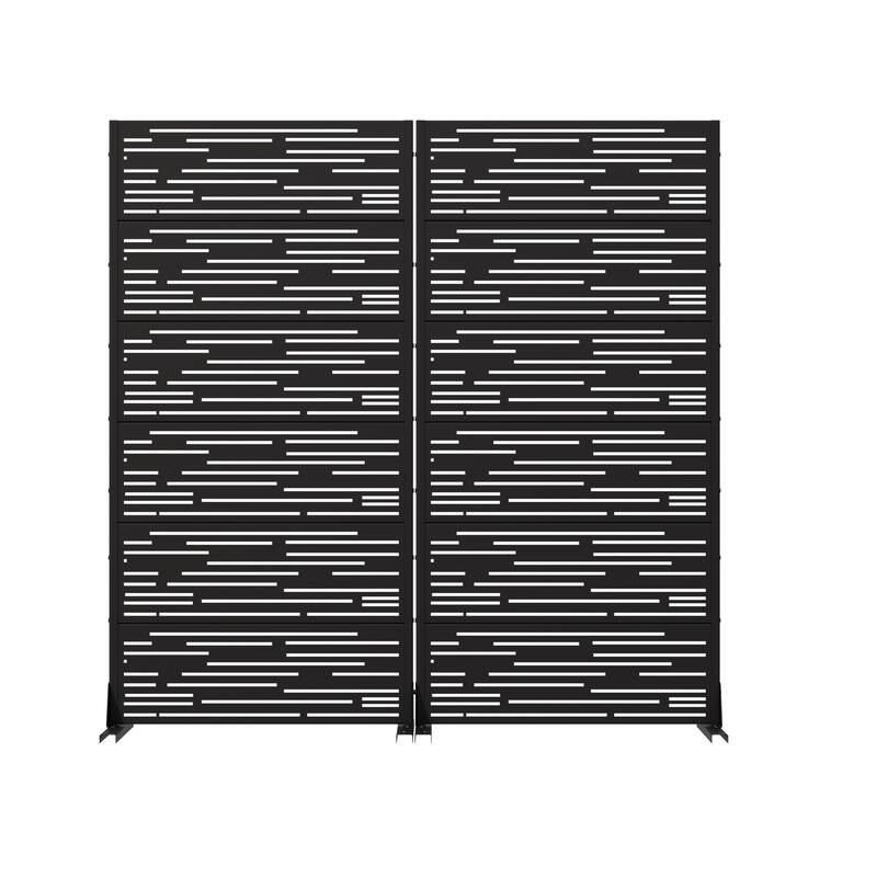 Outdoor Privacy Screen with Stand for Patio Garden Metal Fence Set of 2