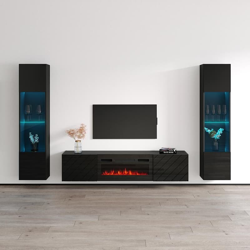 Luxe BL-EF Floating Fireplace Entertainment Center - 42 - Black