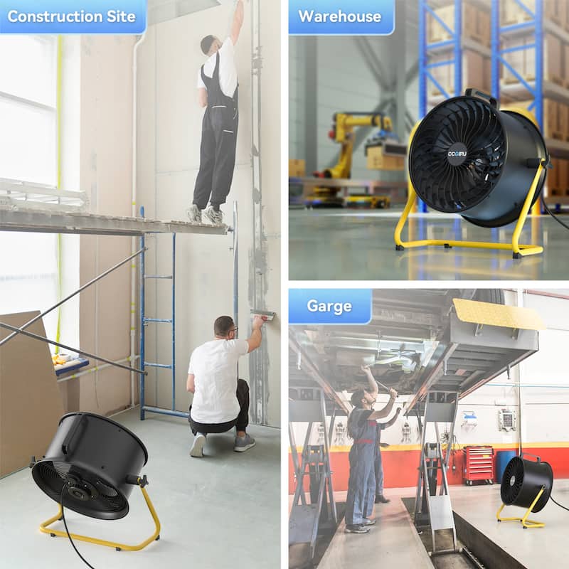 16" Industrial 3-Speed Adjustable High Velocity Turbo Drum Fan, Portable Air Circulator