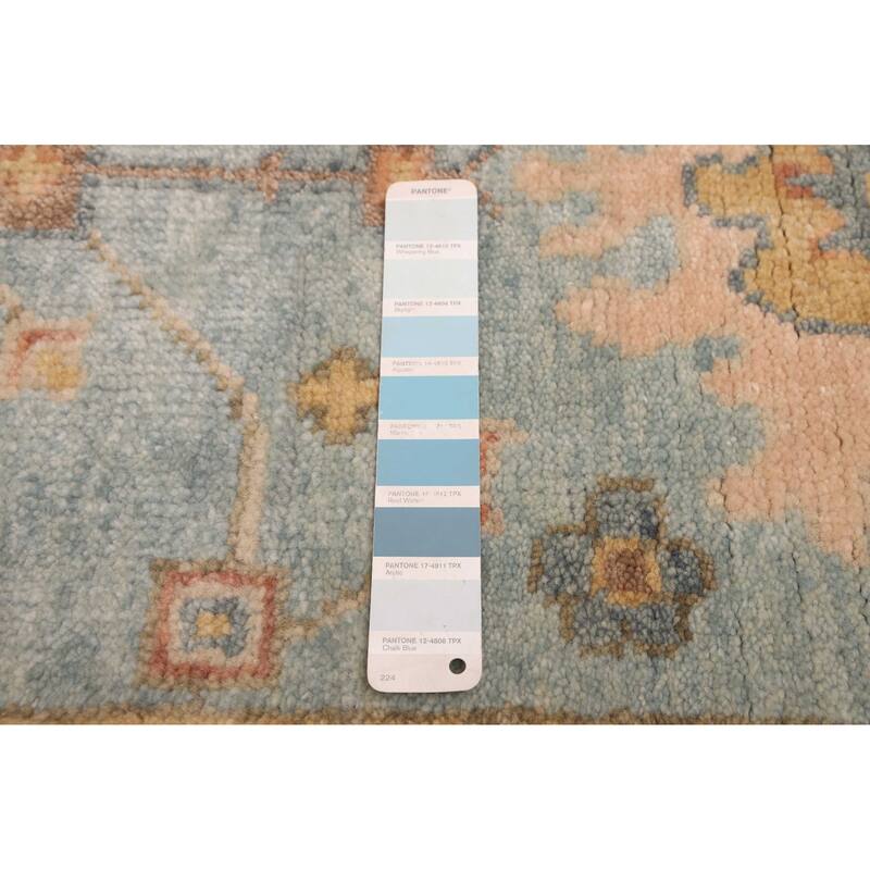 ECARPETGALLERY Hand-knotted Modern Oushak Light Blue Wool Rug - 8'0 x 10'1