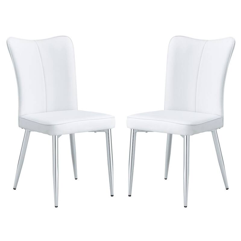 Modern PU Leather Minimalist Dining Chairs Set of 4 - 2 SEATS - White
