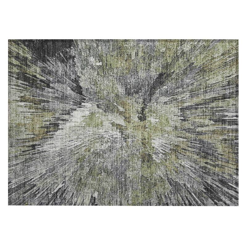 Machine Washable Indoor/ Outdoor Abstract Burst Chantille Rug