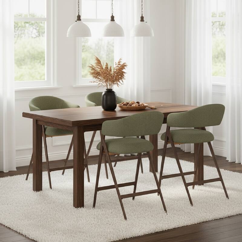 Ergonomic Counter Height Bar Stools with Curved Backrest & Breathable Fabric