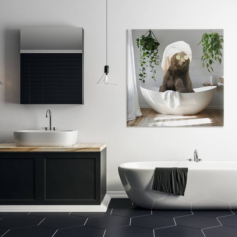 Stupell Bear in Refreshing Spa Bath Canvas Wall Art Design By CAD Designs