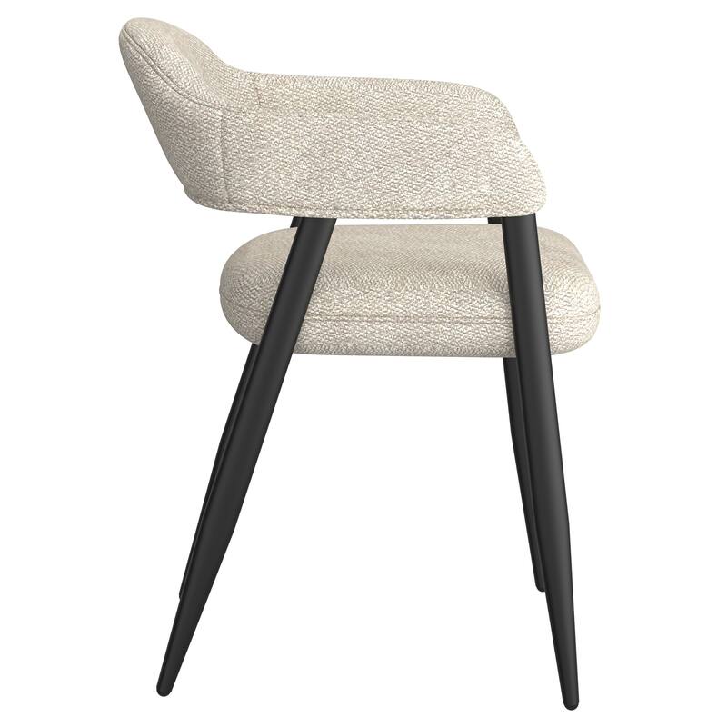 Contemporary Fabric and Metal Dining Chair, Set of 2 - Beige and Black