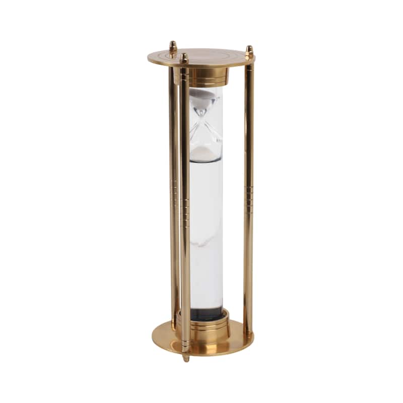 Metal Glass Hourglass Object Modern Metallic Home Office - 12" Gold - 4" x 4" x 12"