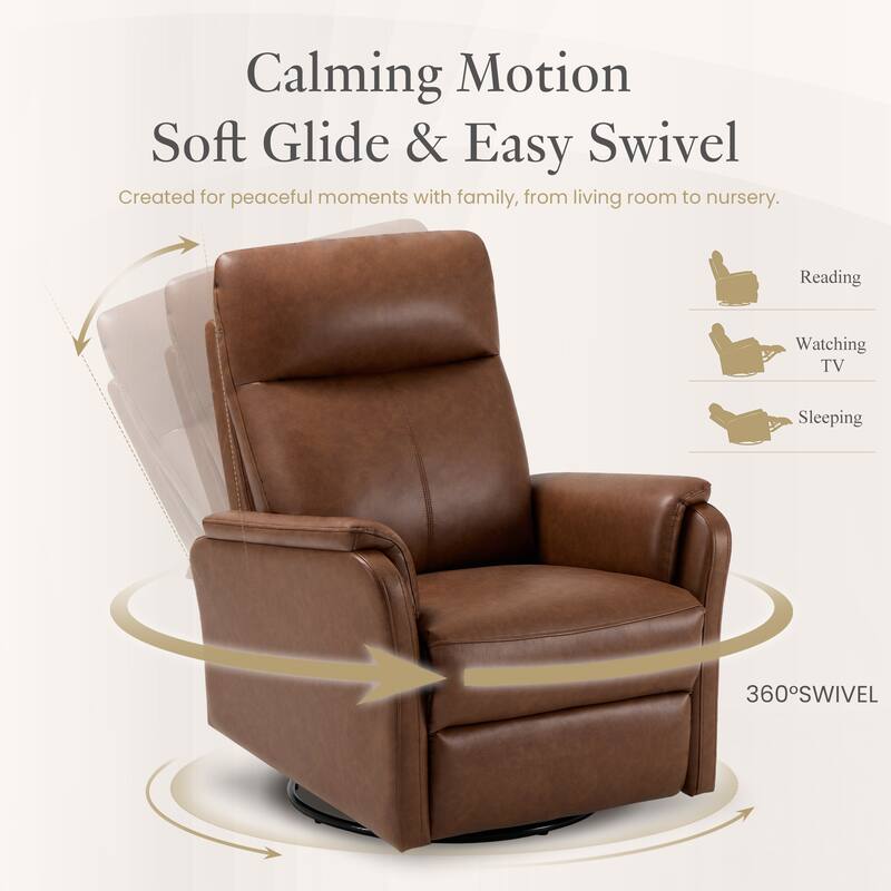 Fabric Recliner Sofa Chair - Swivel Rocking with XL Footrest - Single Seat for Living Room