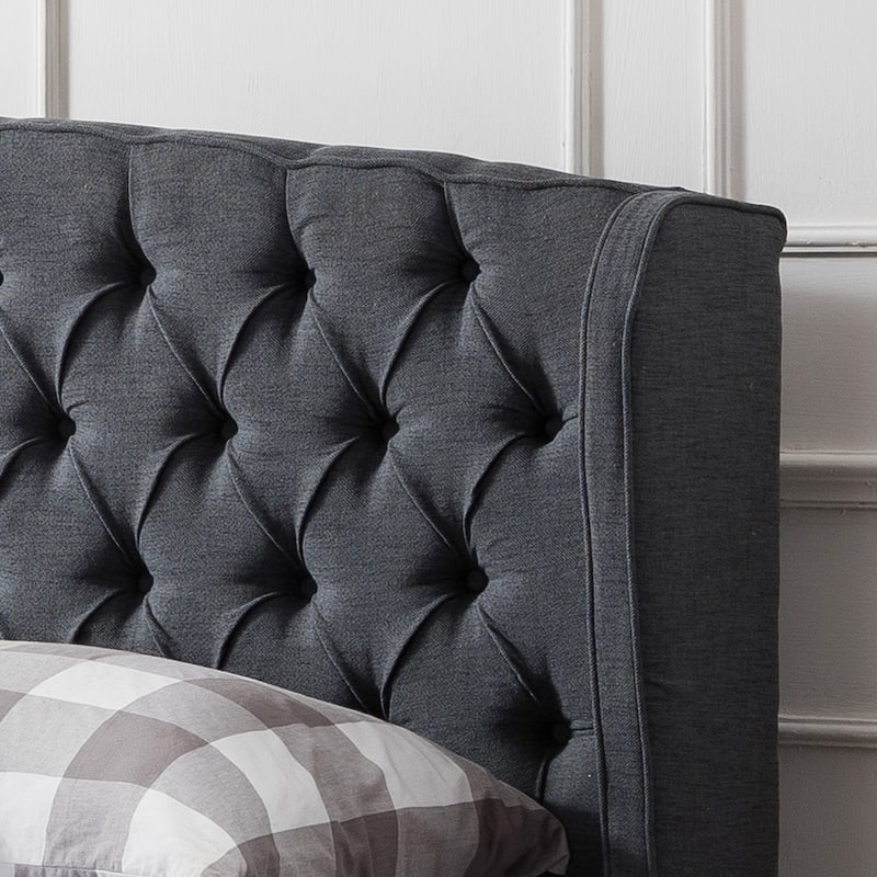 Costello Upholstered Tufted Fabric Queen Bed Set by Christopher Knight Home