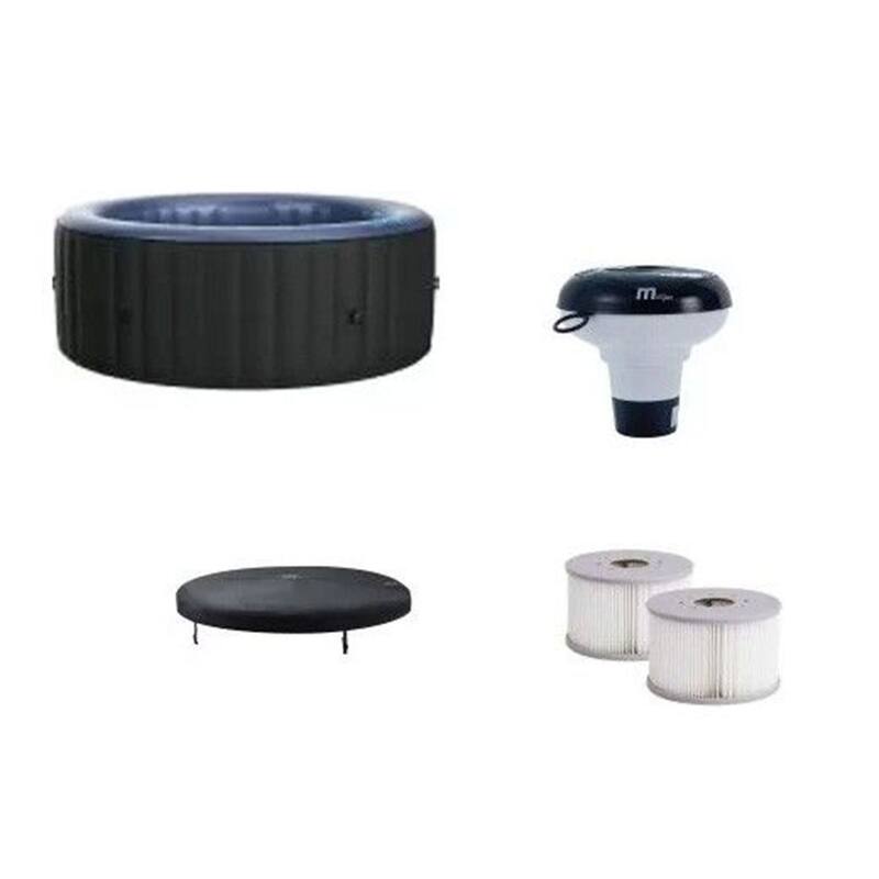MSpa Round Inflatable Bubble Massage Spa, 4 to 6 Person Outdoor Hot Tub, Bergen - 57.3