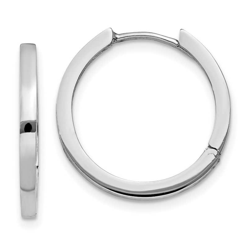 Curata 14k White Gold Solid Polished Hinged 13x2mm Huggies Hoop Earrings