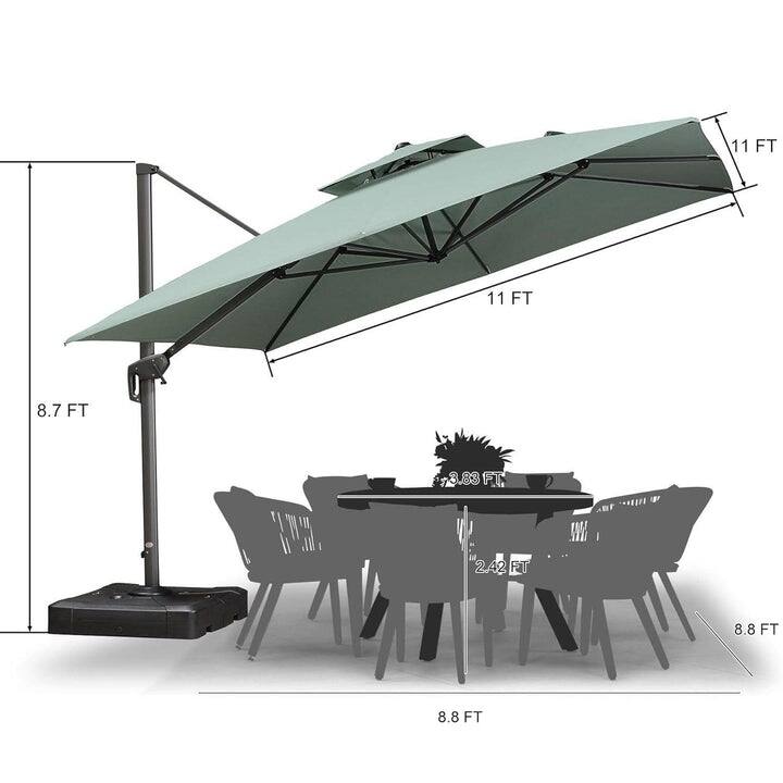 PURPLE LEAF Double Top Stylish UV50+ Fade Resistant Patio Cantilever Umbrella with Base