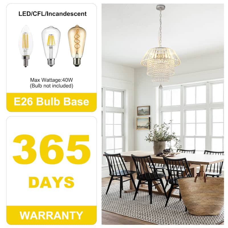 Oaks Aura Exquisite Chandelier,3 Lights Pendant Light,Modern Bohemian Chic Hanging Lamp,Height Adjustable for Living Room,Office