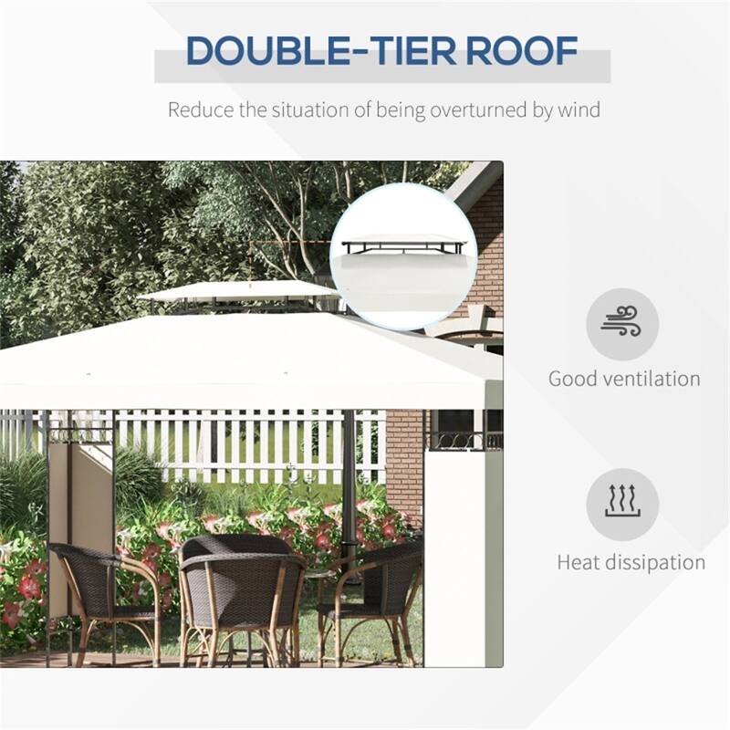Premium 2 Tier Metal Screened Gazebo with Polyester Canopy and Steel Frame for Outdoor Garden - 12.9' L x 9.6' W x 8.6' H