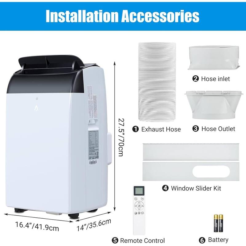 14000 BTU Portable Air Conditioners with Remote Control, 3-in-1 Free Standing Cooling AC Unit with Fan & Dehumidifier
