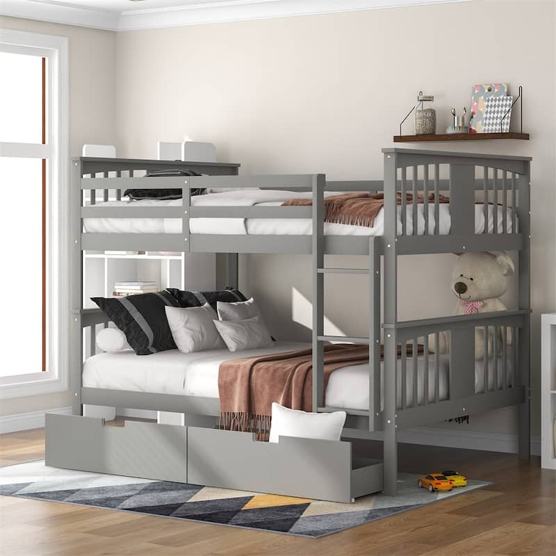 Merax Full over Full Bunk Bed with Drawers and Ladder