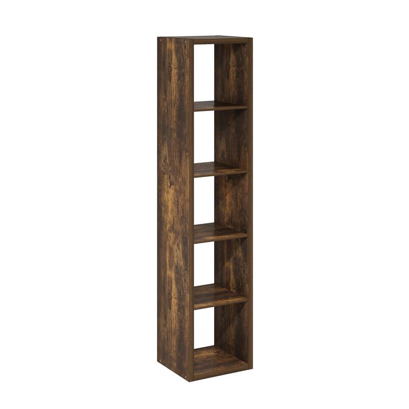 Furinno Cubicle Open Back Decorative Verticle Cube Storage Organizer, 5-Cube, White - Amber Pine