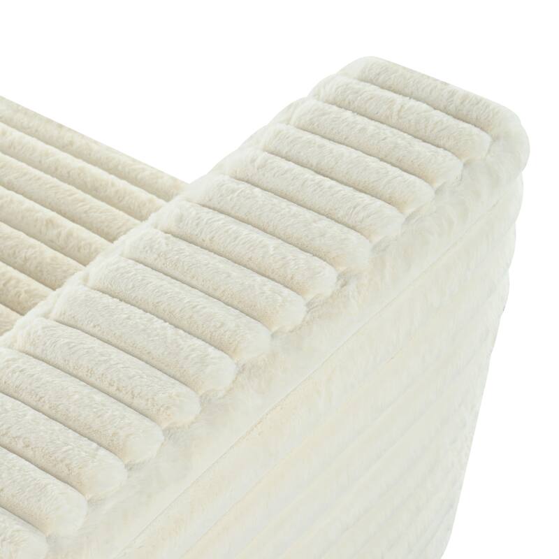 89" Beige Fabric Corduroy 3-Seat Sofa, No Assembly Required