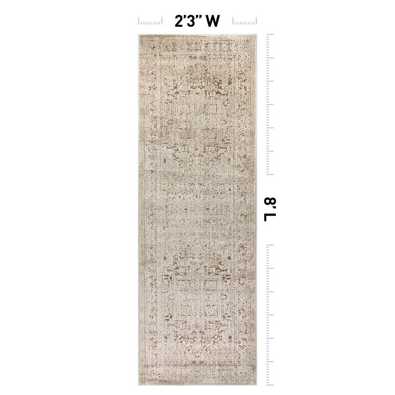World Rug Gallery Textured Medallion Earth Beige Indoor High-Low Area Rug