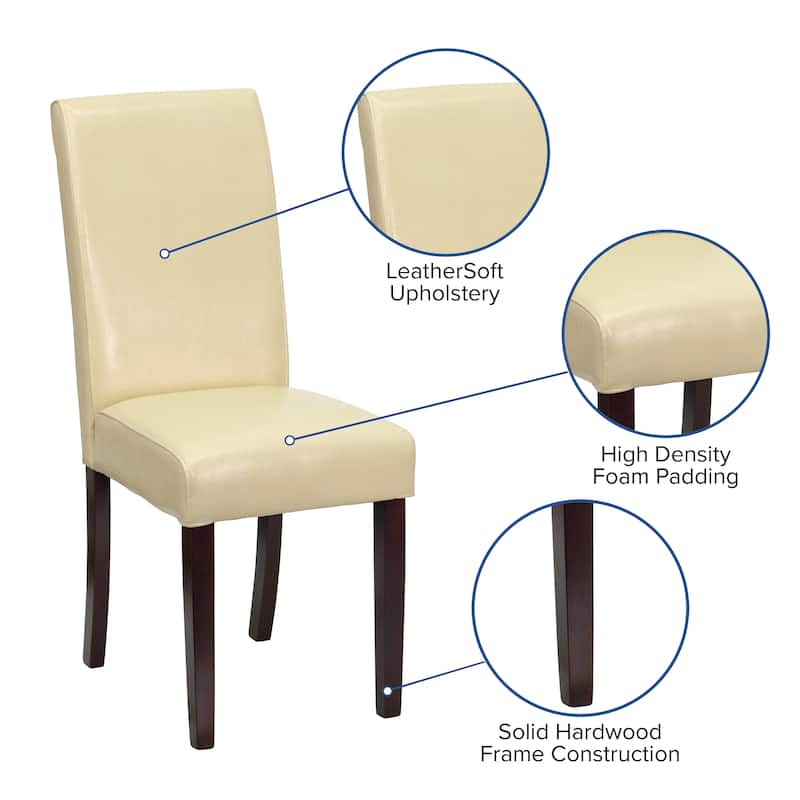 LeatherSoft Wood Parsons Chair (Set of 2)