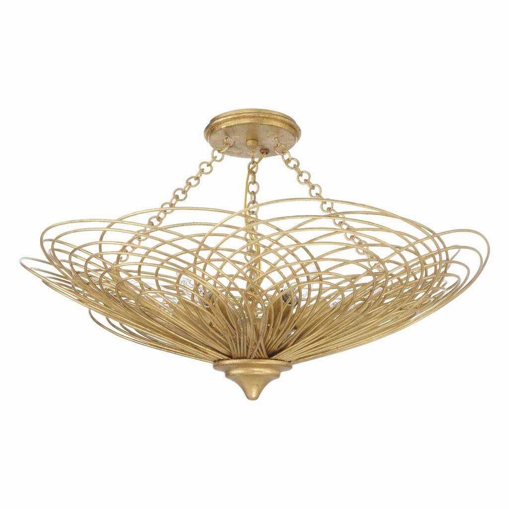Doral 6 Light Renaissance Gold Semi Flush Mount - 24"W x 10"H x 24"D