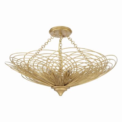 Doral 6 Light Renaissance Gold Semi Flush Mount - 24"W x 10"H x 24"D