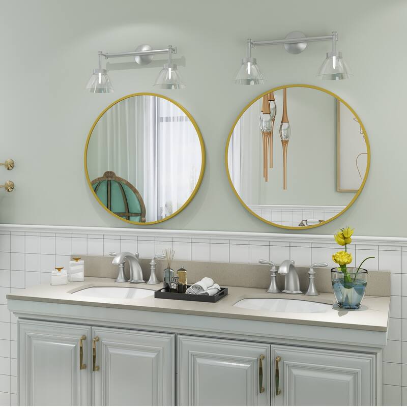 KIOTEE Full Length Round Aluminum Alloy Framed French Cleat Mounted Wall Decor Bathroom Vanity Mirror with 5-Year Warranty