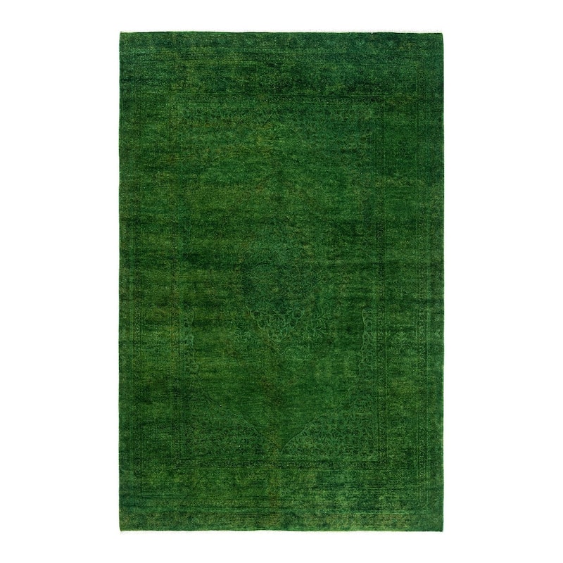 Overdyed, One-of-a-Kind Hand-Knotted Area Rug - Green - 4' 7" x 6' 10"