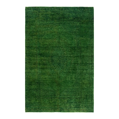 Overdyed, One-of-a-Kind Hand-Knotted Area Rug - Green - 4' 7" x 6' 10"