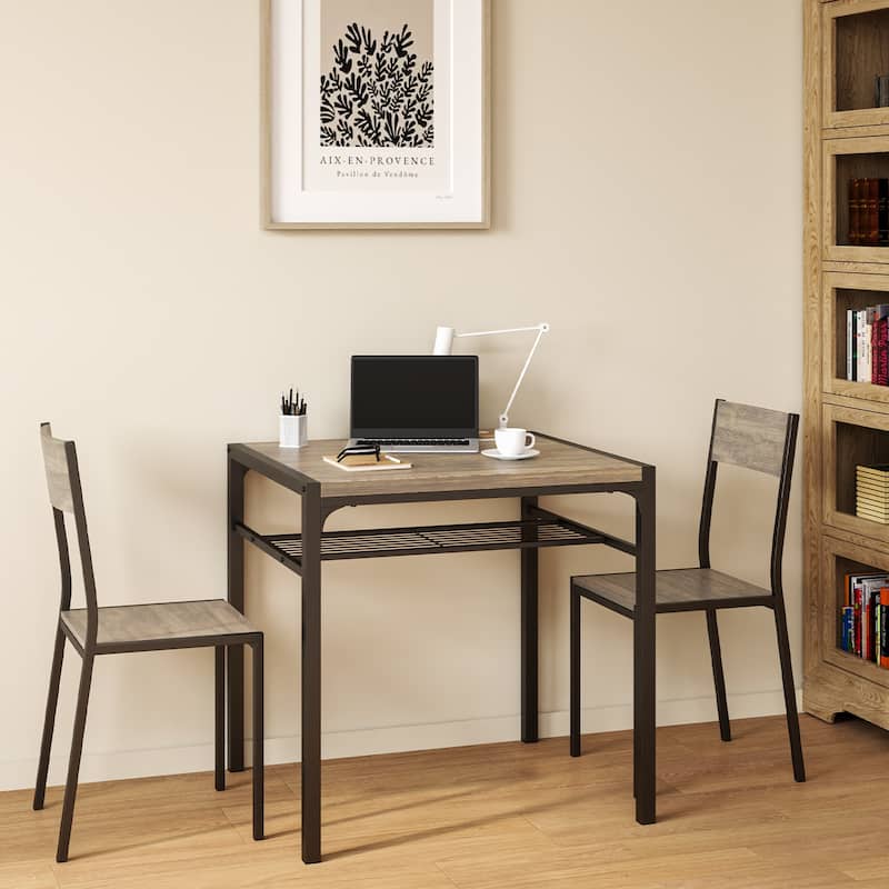 3 Piece Kitchen Table, Dining Table with 2 Chairs Set for Small Space