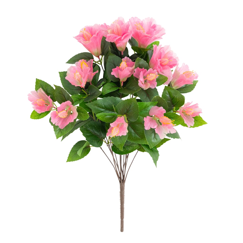 19-in UV Resistant Artificial Hibiscus Bush - Set of 3