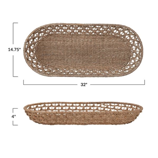 Water Hyacinth Rattan Nesting Storage Baskets 2-Pack - 14.5L x 10.5W  x7.5H