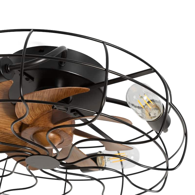 19-in Black Low Profile Industrial Caged Ceiling Fan with Remote Control(7-blade)
