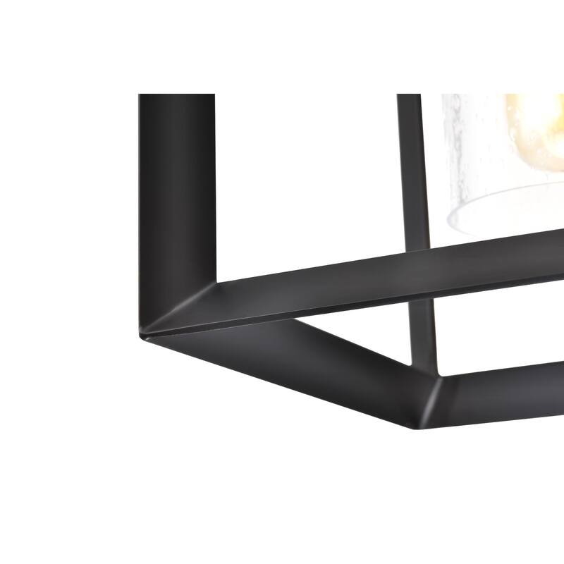 5-Light Matte Black and Gold Rectangular Kitchen Island Light with Glass Shades